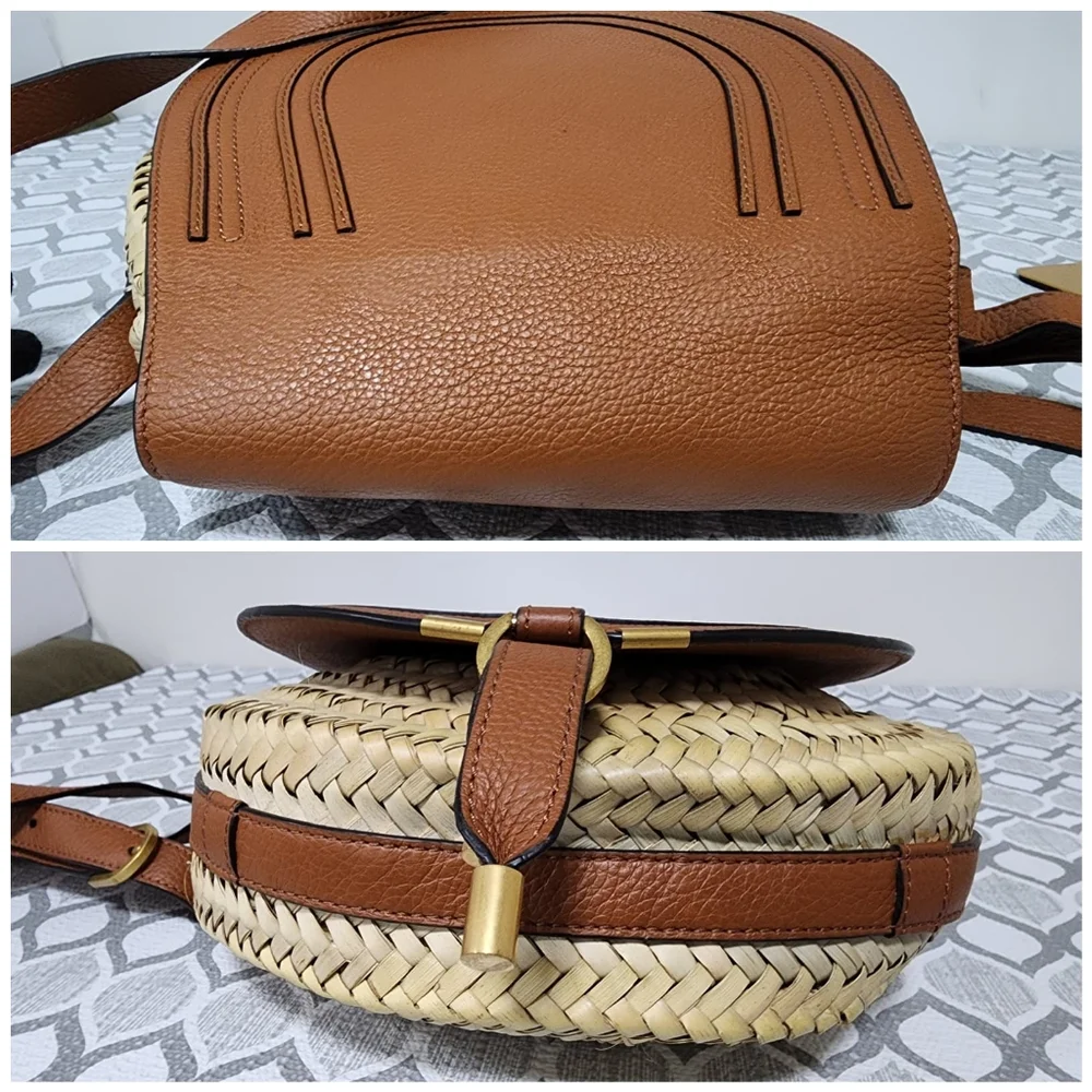 Chloé Raffia Crossbody Bag Brown/Cream